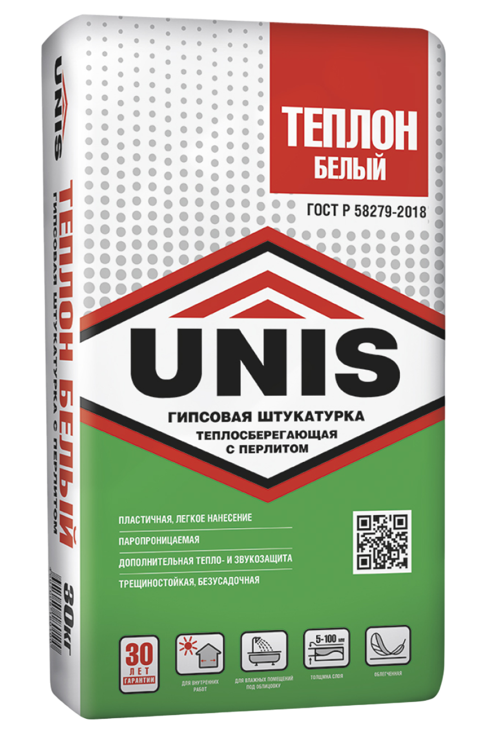 Штукатурка UNIS ТЕПЛОН БЕЛЫЙ гипсовая теплосберегающая облегченная  30 кг