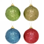 Новогодние шары 5 см (набор 4 шт) «Блестящее напыление», микс цветов
