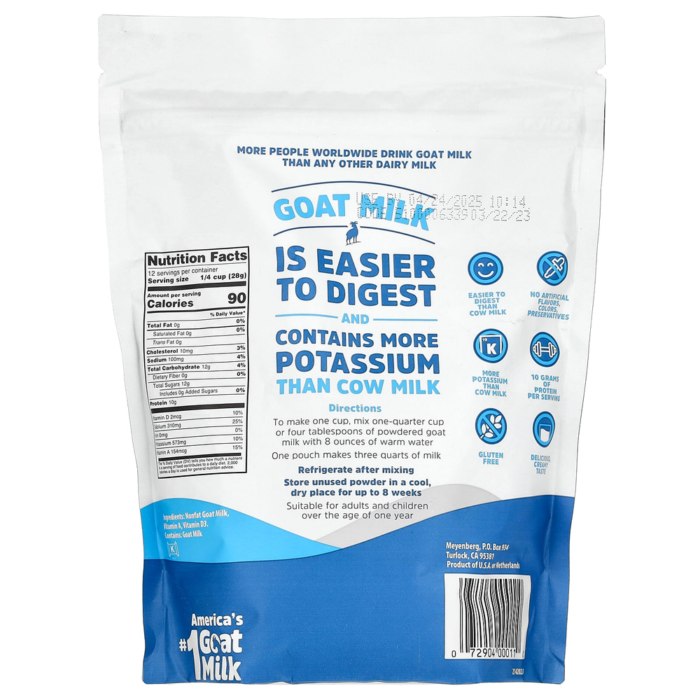 Meyenberg Goat Milk, Обезжиренное сухое козье молоко, 340 г (12 унций)