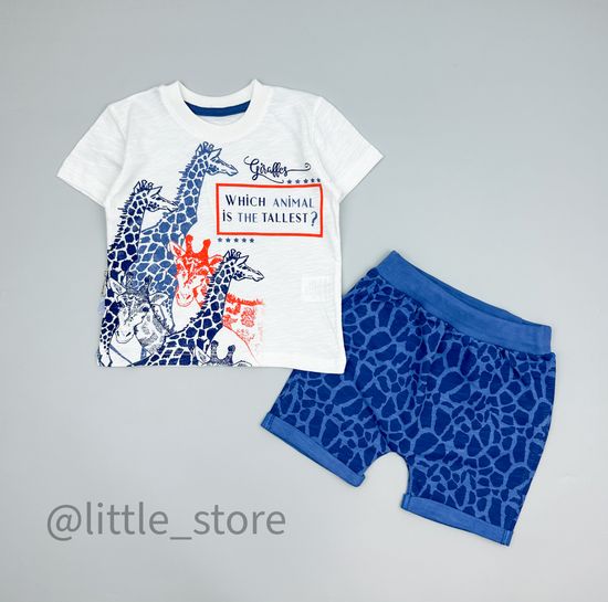 Комплект хлопковый "Жирафы" белый/синий