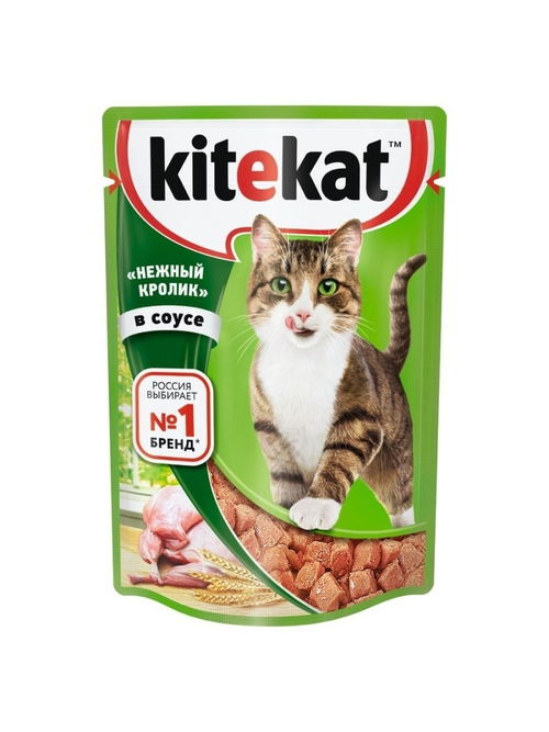 Влажный корм Kitekat для взрослых кошек, с кроликом в соусе, 85 г