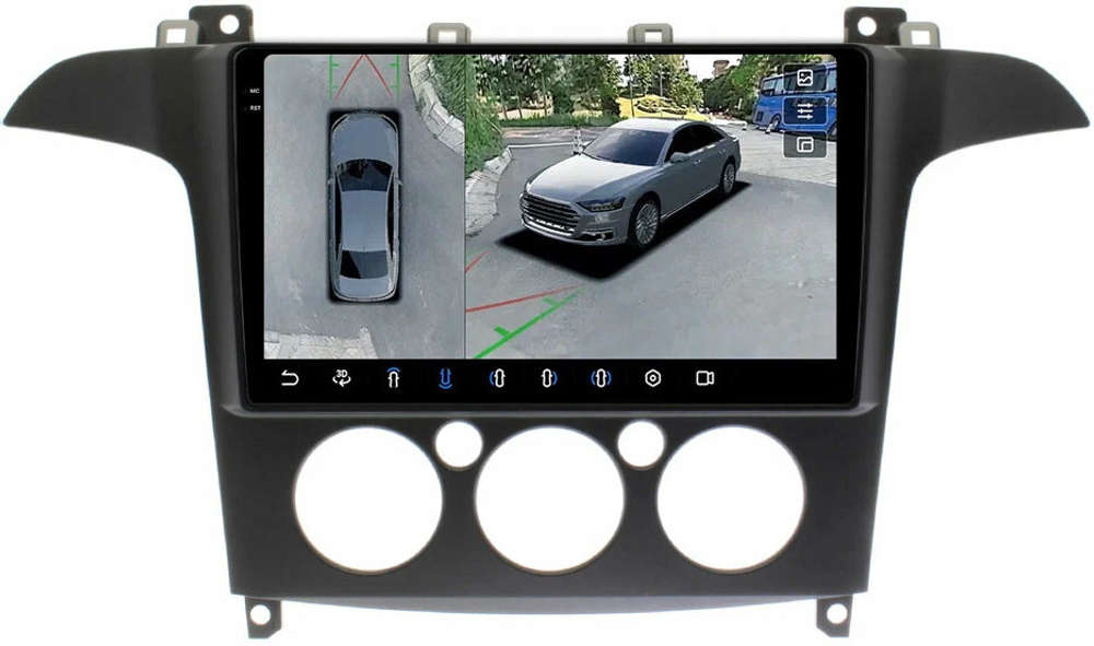 Магнитола для Ford S-Max, Galaxy 2 2006-2015 (кондиционер) - FarCar BX3028M-360 монитор 9.5" 2K QLED на Android 13, 6Гб+128Гб, CarPlay, 4G SIM-слот, 4 камеры в комплекте