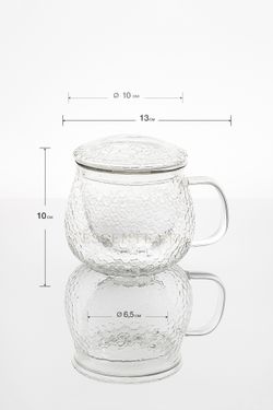 Чашка стеклянная с ручкой и крышкой 400 мл