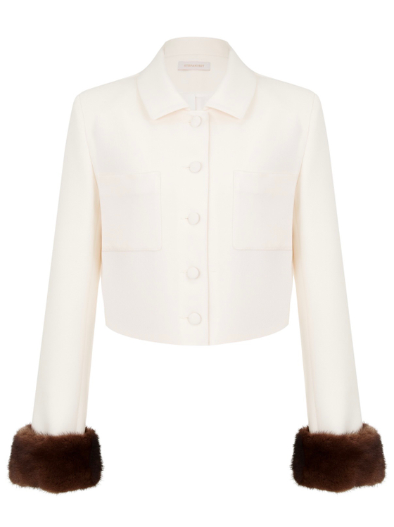 Жакет Love26 с норкой, молочный