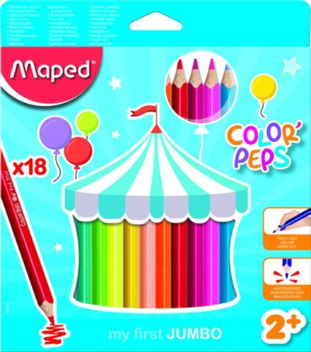 Карандаши цвет. Jumbo 18цв  Maped Color Peps  трехгранные, ударопрочные, карт.упак.