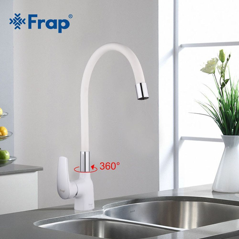 Смеситель для кухни, Frap, гибк излив, с картриджем, бел, F4453-03