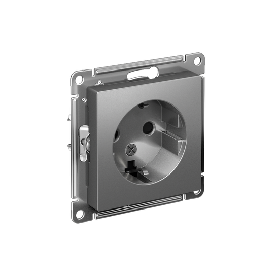 Розетка 1-м СП AtlasDesign 16А IP20 с заземл. защ. шторки механизм сталь SE ATN000945