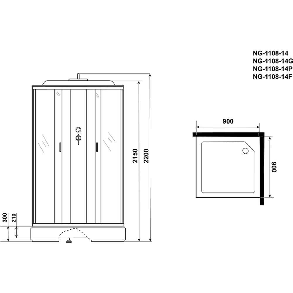 Душевая кабина Niagara Classic 90x90 NG-1108-14P без гидромассажа