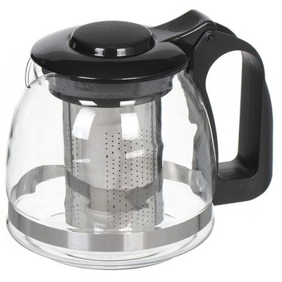 Чайник заварочный стекло, 0.7 л, с ситечком, Y3-1393, чер