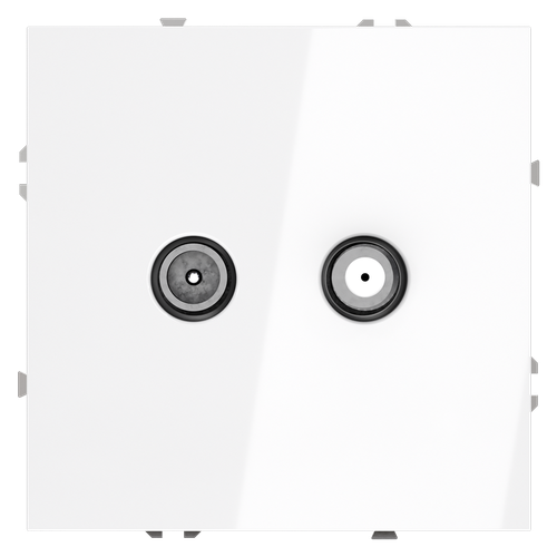 Розетка телевизионная встраиваемая VOLTUM S70 оконечная TV+SAT, (белый глянцевый)