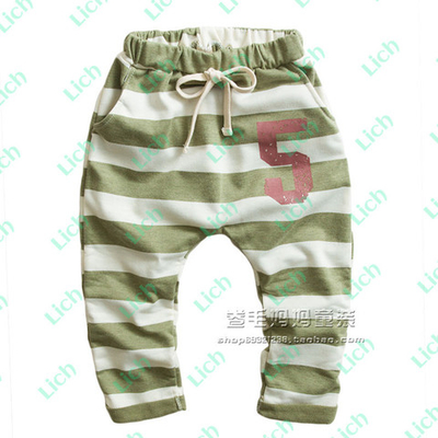 Штаны спортивные в полоску с принтом в виде цифры