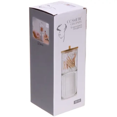 Органайзер для хранения ватных палочек и дисков»ФАНТЭНЕГРО», прозрачный, 19*6,6см