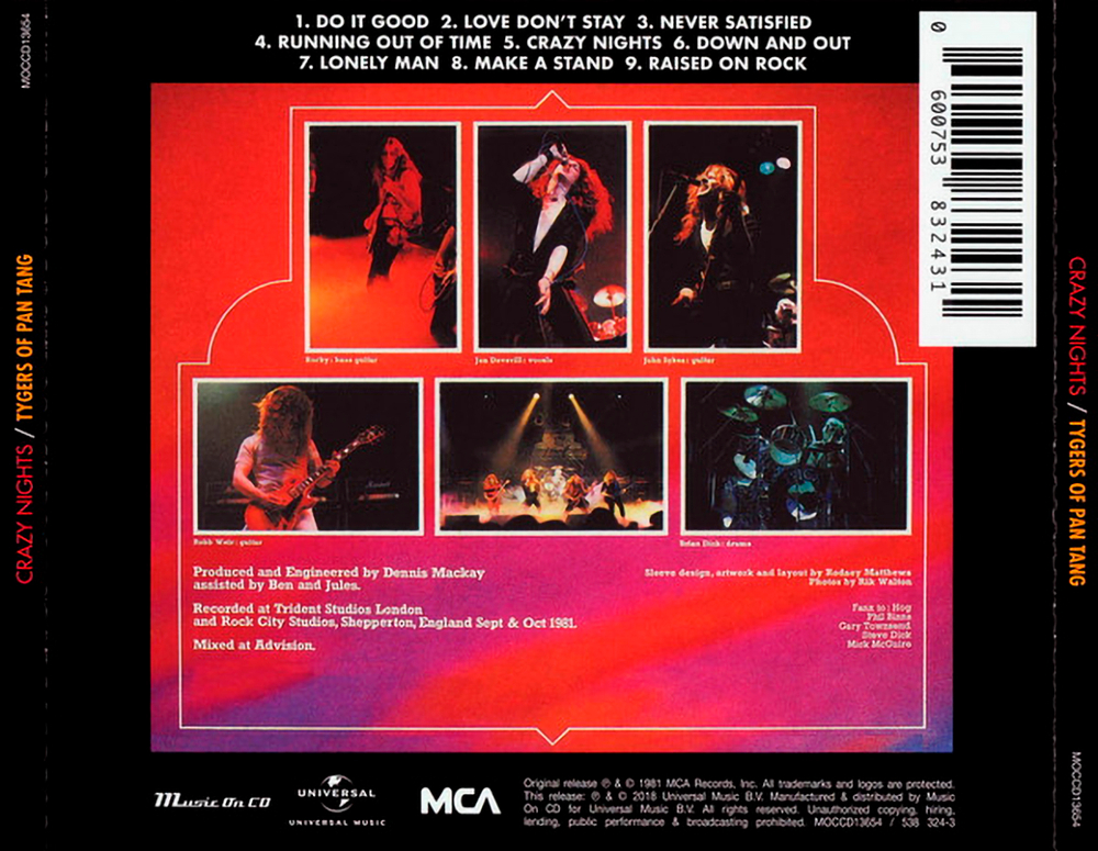 Tygers Of Pan Tang / Crazy Nights (CD)