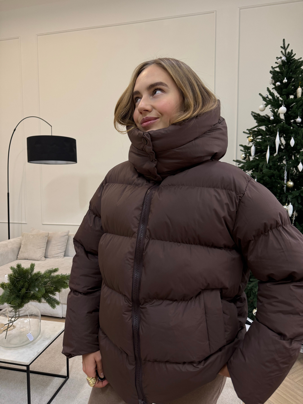 Пуховик Рокет миди шоколад