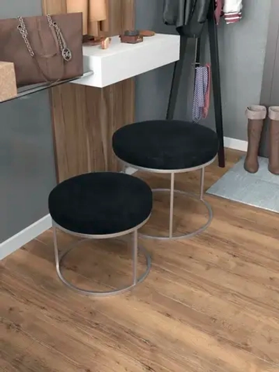 Комплект круглых банкеток - СЧЕРН - черное на серебрянном