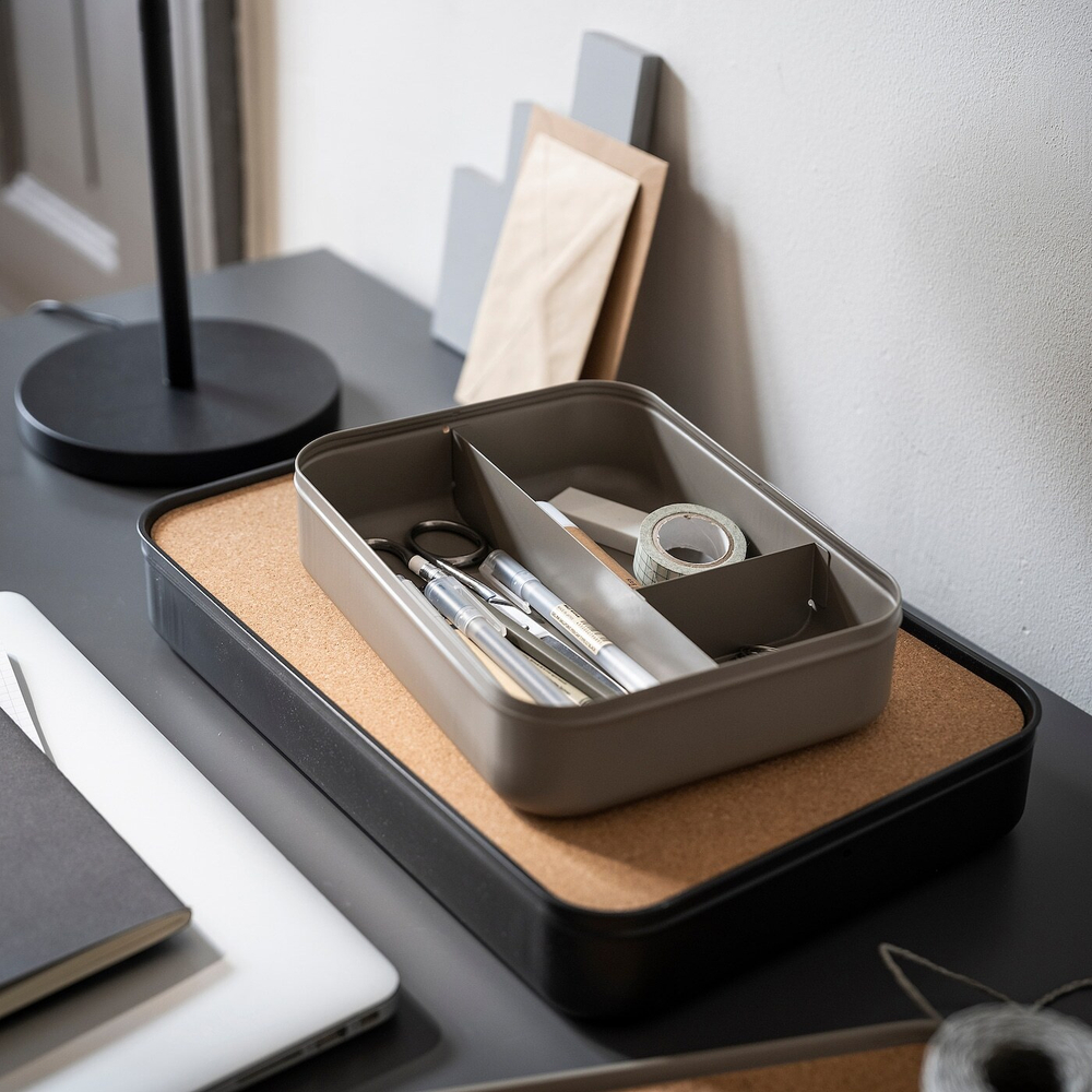 Коробка с отделениями IKEA HARVMATTA (ХАРВМАТТА), Темно-серый, 24x18x6 см