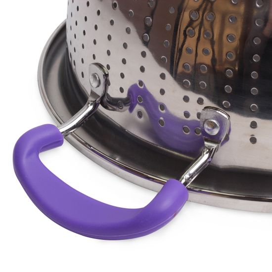 Дуршлаг 24 см. из нержавеющей стали с двумя силиконовыми ручками Kamille КМ-4358