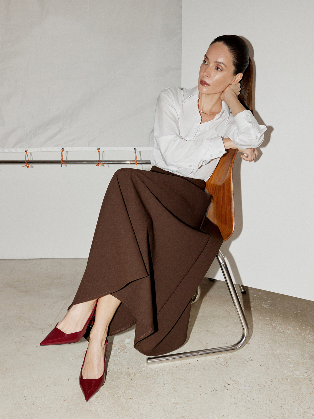 Юбка женская миди, коричневый