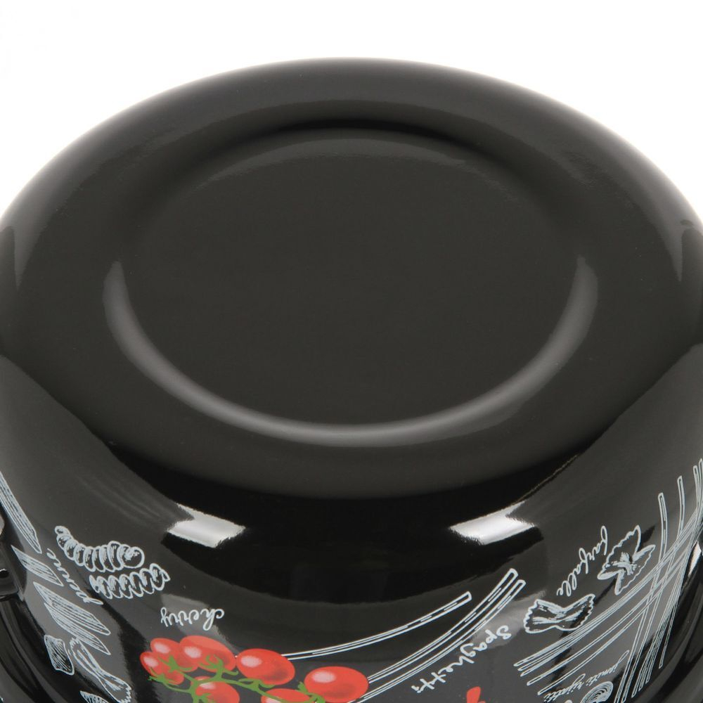 Кастрюля эмал сталь, 4 л, с крыш, крышка стекло, с декором, сферическая, Керчь, Болоньезе, 61915-143