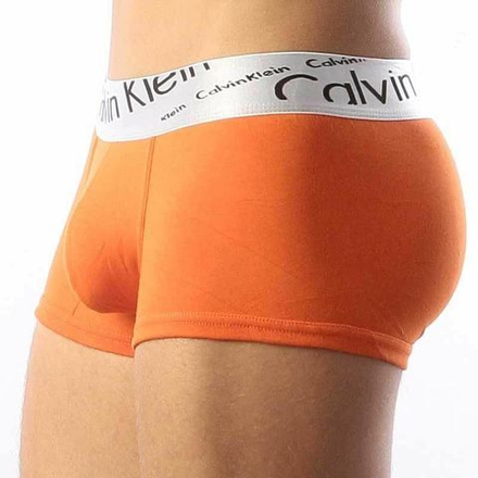 Мужские трусы боксеры оранжевые с косой резинкой Calvin Klein Steel Boxer Italics Orange