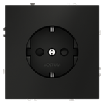 Розетка встраиваемая VOLTUM S70 с заземлением и защитными шторками, 16А, (черный матовый)