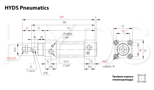 CP96SDB40-50C Пневмоцилиндр