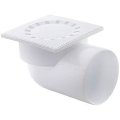 Трап Политэк Пайп 110 горизонтальный с пластиковой решеткой 150х150мм