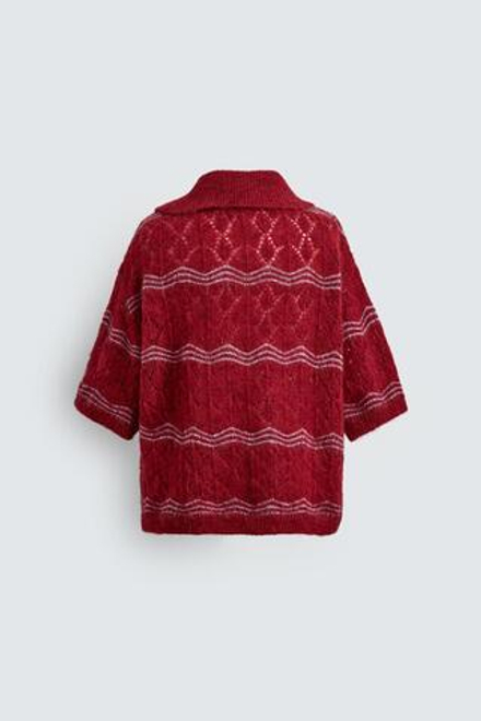 ZARA Х DISNEY ВЯЗАНОЕ АЖУРНОЕ ПОЛО, ТЕМНО-РОЗОВЫЙ