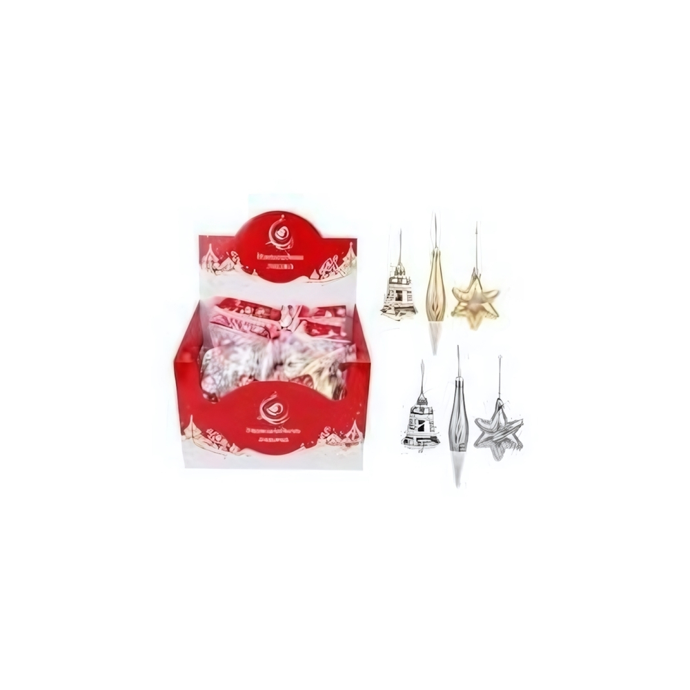 Елочное украшение,колокольчик 7см,звезда 7,5см, сосулька 15см, в ассорт.