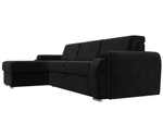 Диван угловой Лига-025 левый угол, Черный, Велюр, 119241L