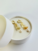 Серьги с цитрином и натуральной жемчужиной