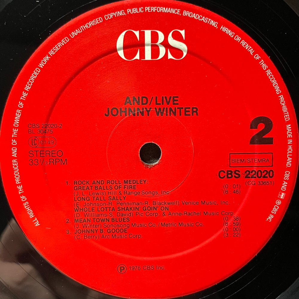 Johnny Winter ‎– And/Live 2LP (Голландия)