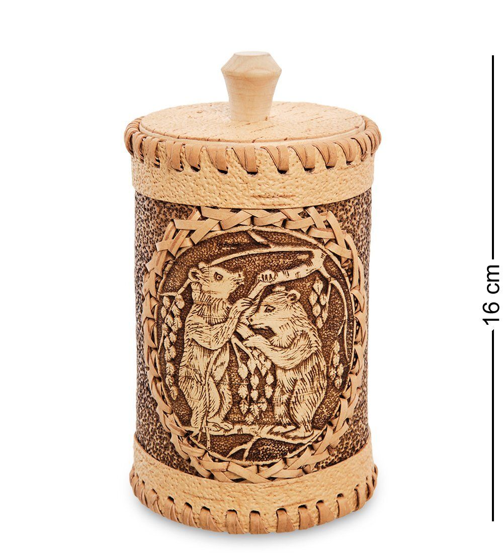 Народные промыслы BST-339/ 2 Туесок «Медведи» (береста)