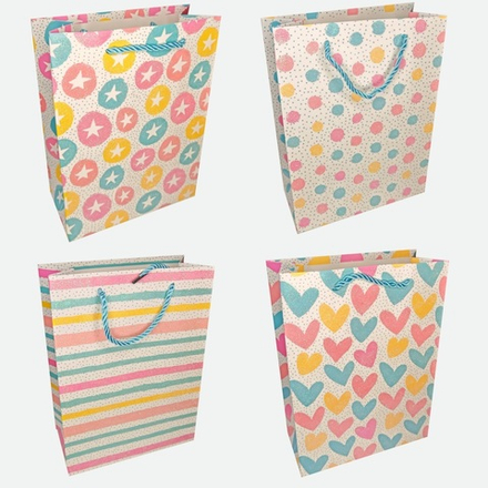 Пакет подар. бумажн. 26*32*10 см 210 гр/м2 Pink dream, 4 дизайна