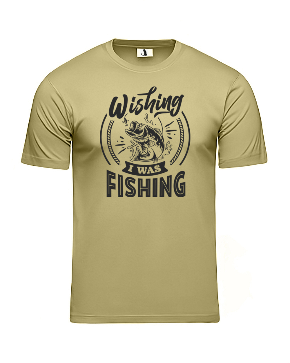 Футболка Wishing I was fishing прямая оливковая с черным рисунком