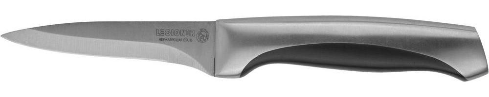 Нож LEGIONER ″FERRATA″ овощной, рукоятка с металлическими вставками, лезвие из нержавеющей стали, 90мм