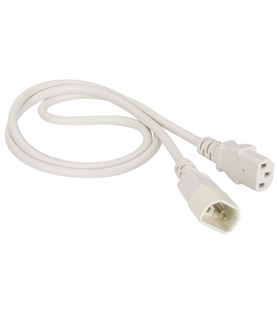 Шнур питания C13-C14, 3х0.75, 220В, 10А, белый, 0.5 метра