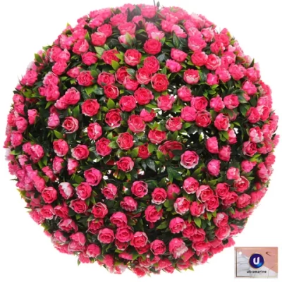 Искусственное растение шар «Самшит» цветы фуксия D-38см Ultramarine