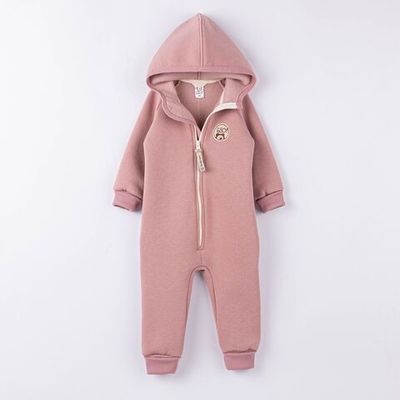 Warm hooded jumpsuit with flap - Gray Rose