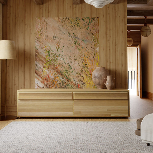 Михаэлла тумба под телевизор из массива дуба премиум качества, с навесной системой, и подсветкой, Беларусь