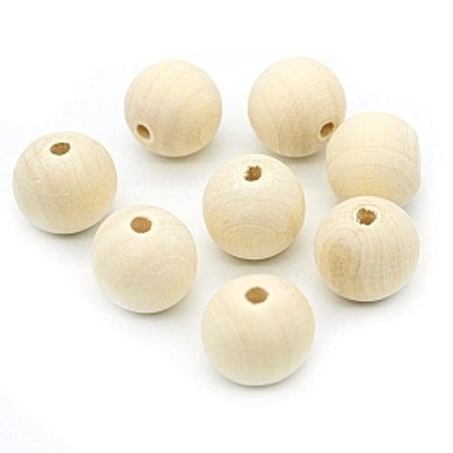 Бусины деревянные, неокрашенные, круглые, 20мм, отв. 4мм, 23гр, 8шт/упак, АЙРИС