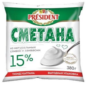 СМЕТАНА 15% 380ГР ФУД ПАКЕТ PRESIDENT