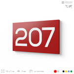 Номер на дверь 207, табличка на дверь для офиса, квартиры, кабинета, аудитории, склада, красная 120х70 мм, Айдентика Технолоджи