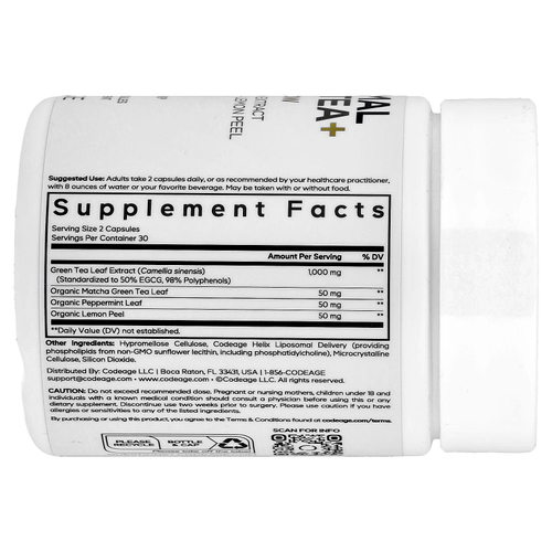 Codeage, Liposomal Green Tea +, 60 растительных капсул