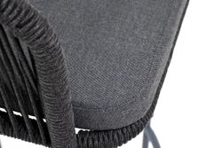 "Марсель" стул барный плетеный из роупа, каркас из стали темно-серый (RAL7024) муар, роуп темно-серый круглый, ткань темно-серая 027 NEW