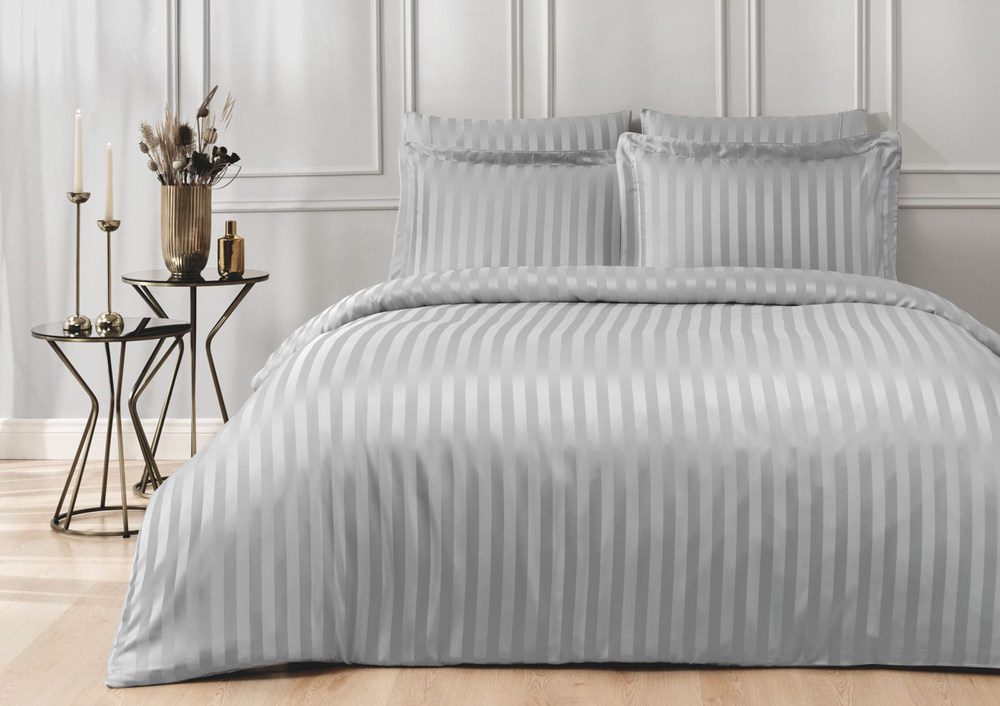 Постельное белье 2 спальное евро Tivolyo Home Lines серое