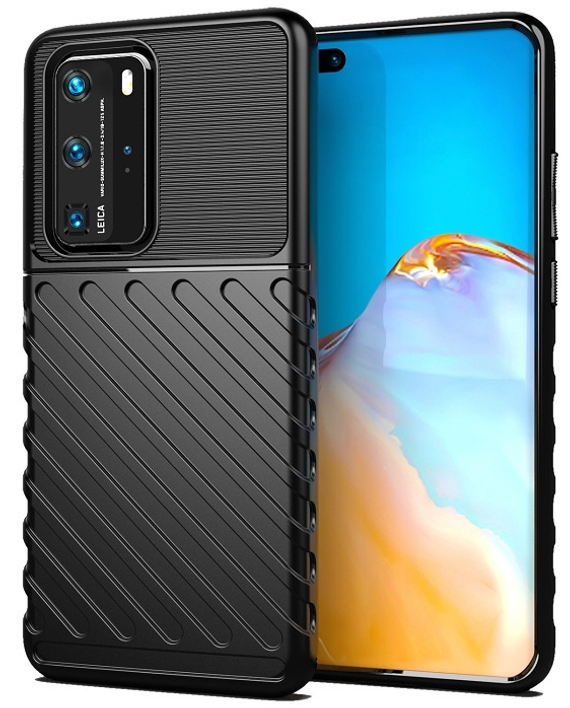 Мягкий защитный чехол на Huawei P40 Pro, черный цвет, серии Onyx от Caseport