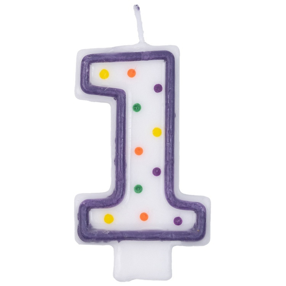 Свечи-цифры «Горошек» цветной двухсторонний рисунок, 7,6 см