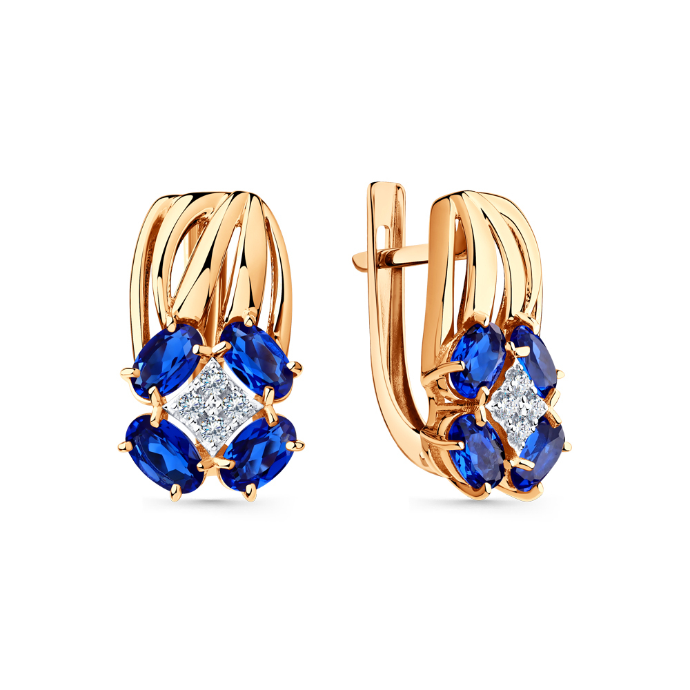 Серьги из золота 585 пробы с Сапфиром