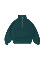 Свитшот с воротником на молнии с начесом (темно-зеленый)